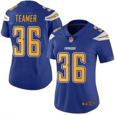 Los Angeles Chargers NFL Football Roderic Teamer Electric Blue Jersey Women Limited #36 Rush Vapor Untouchable->youth nfl jersey->Youth Jersey